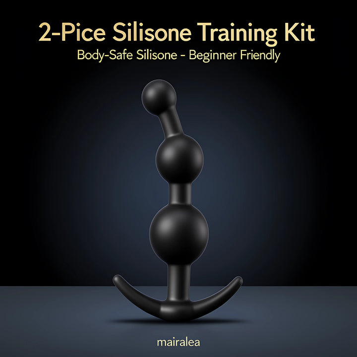 2PCS Silicone Anal Training Kit, Anal Beads & Butt Plug Set for Beginners & Couples - Mairalea