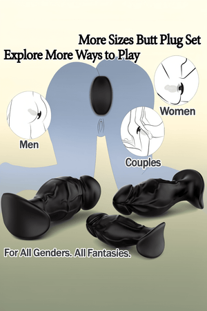 3PCS Anal Plug Set Silicone Butt Plug Anal Training Kit for Men Women, Anal Dildo with Flared Anchor Base, Beginners to Advanced Users Sizes, Comfortable Long-Term Wear Sex Toys for Couples Black - Mairalea