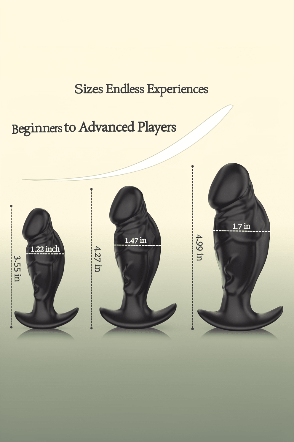 3PCS Anal Plug Set Silicone Butt Plug Anal Training Kit for Men Women, Anal Dildo with Flared Anchor Base, Beginners to Advanced Users Sizes, Comfortable Long-Term Wear Sex Toys for Couples Black - Mairalea