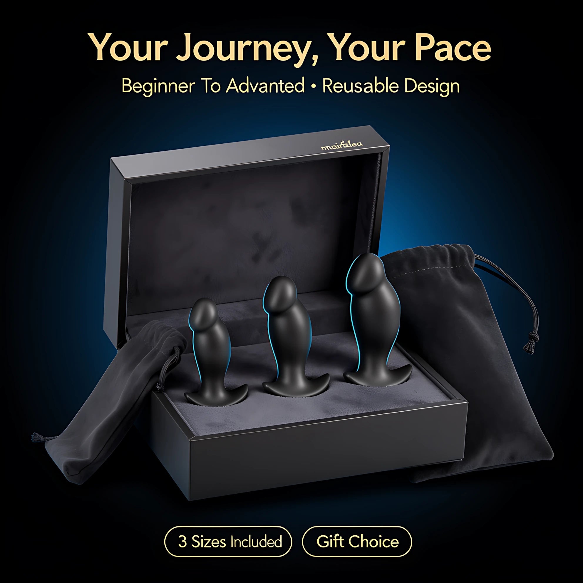 3PCS Silicone Anal Plug Set | Anal Training Kit with Flared Base for Beginners to Advanced Users - Mairalea
