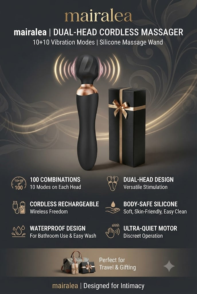 Cordless Massager Wand | MOOLIGIRL Dual-Ended Vibrator, 24 Modes, Waterproof & Quiet