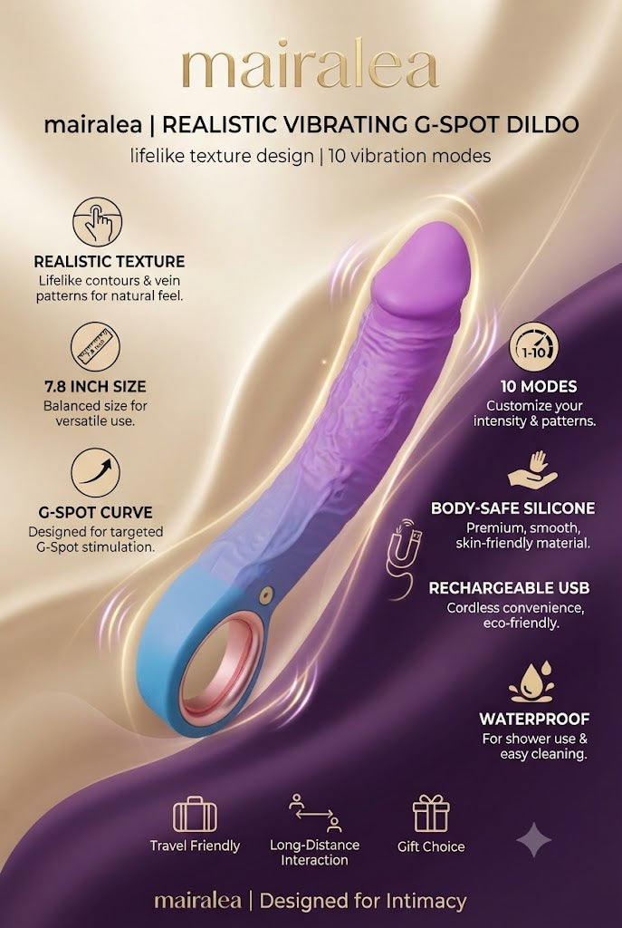Realistic Dildo Vibrating 7.8 Inch | G-Spot & Clitoral Stimulator Toy