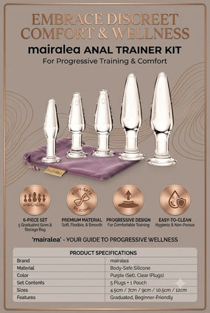 6PCS Anal Trainer Kit | Silicone Butt Plug Beginner Set Prostate Massager - Mairalea