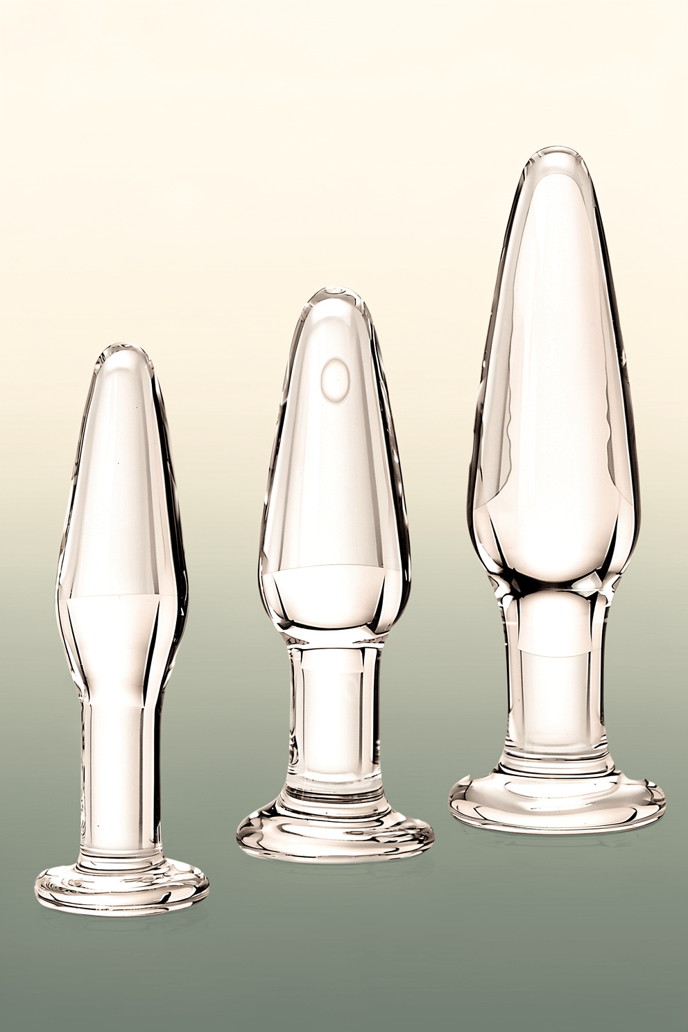 Adam and Eve Glass Anal Plug Set of 3, Hypoallergenic Non Porous Butt Plugs, Smooth Tempered Borosilicate Glass for Backdoor Training and Temperature Play, Small Medium Large Sizes for Women and Men - Mairalea