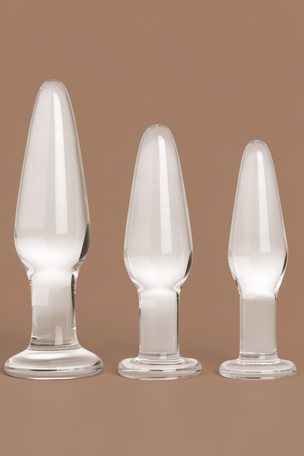 Adam and Eve Glass Anal Plug Set of 3, Hypoallergenic Non Porous Butt Plugs, Smooth Tempered Borosilicate Glass for Backdoor Training and Temperature Play, Small Medium Large Sizes for Women and Men - Mairalea