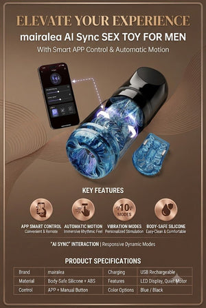 AI Sync Sex Toy for Men, Smart Automatic Stroker with App Control & Multi-Mode Stimulation - Mairalea