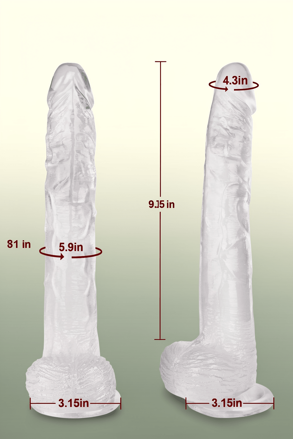Big Dildo, 11.61 Inch Clear Dildos Lifelike Skin-Touching Feeling, Soft Dildo with Strong Suction Cup, Big Size G-spot Penis Sex Toys for Advanced Women and Men Players - Mairalea