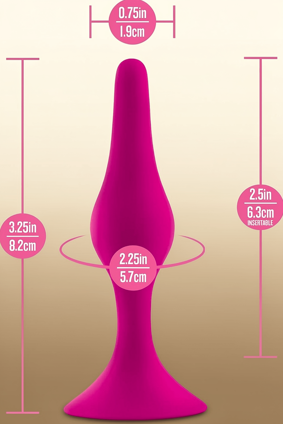 Blush Luxe Beginner 3.25" Silicone Butt Plug - Satin Smooth Anal Trainer with Soft Tapered Tip and Suction Cup Base - Slim Bum Plug Adult Sex Toy for Women, Men & Couples - (Pink) - Mairalea