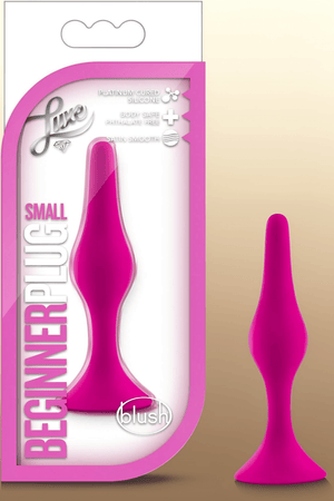 Blush Luxe Beginner 3.25" Silicone Butt Plug - Satin Smooth Anal Trainer with Soft Tapered Tip and Suction Cup Base - Slim Bum Plug Adult Sex Toy for Women, Men & Couples - (Pink) - Mairalea