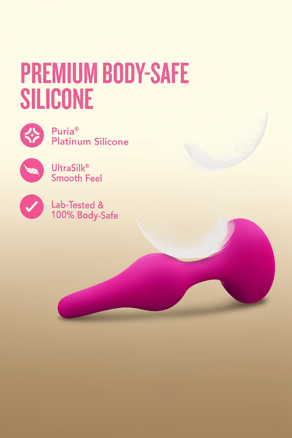 Blush Luxe Beginner 3.25" Silicone Butt Plug - Satin Smooth Anal Trainer with Soft Tapered Tip and Suction Cup Base - Slim Bum Plug Adult Sex Toy for Women, Men & Couples - (Pink) - Mairalea