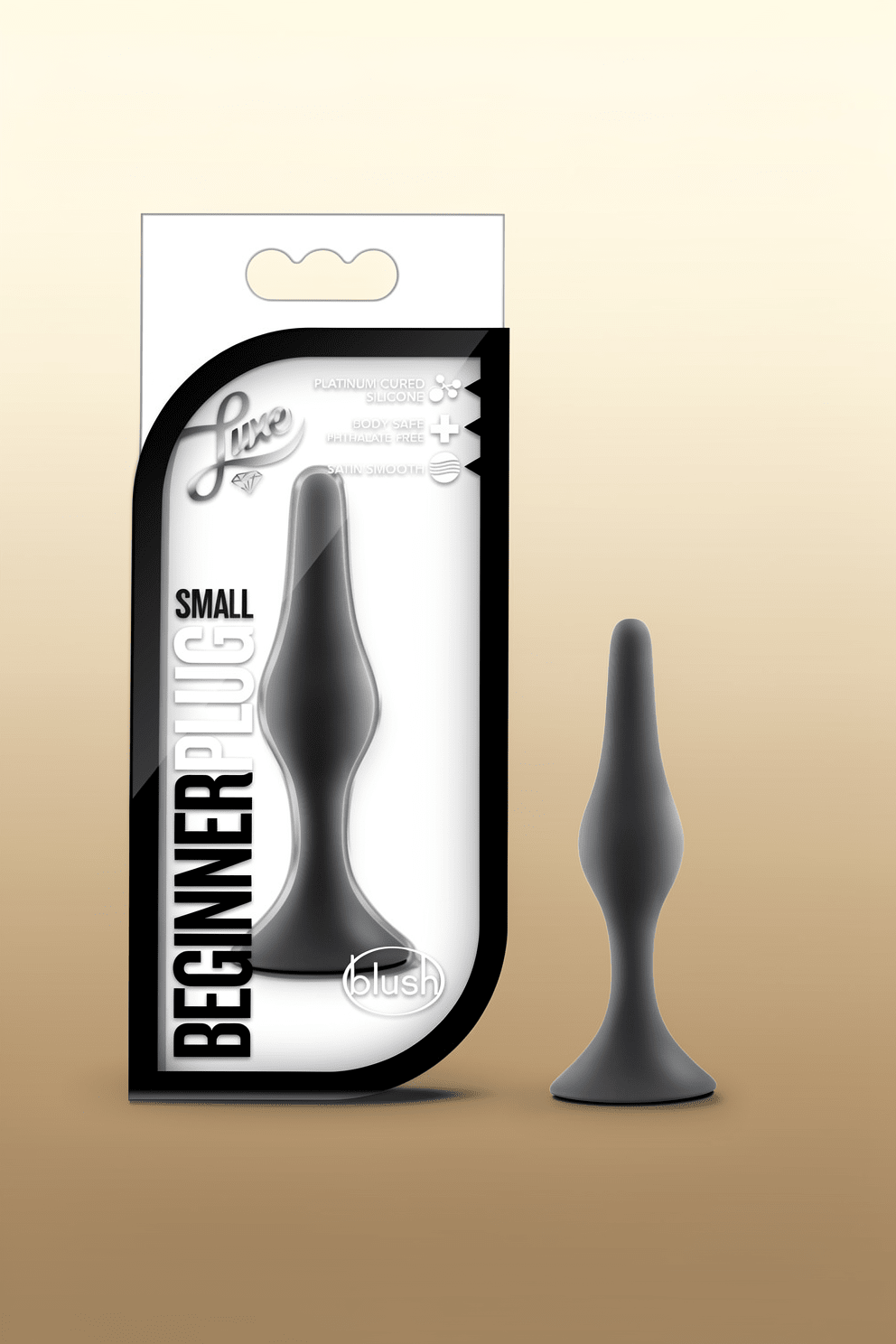 Blush Luxe Beginner 3.25" Silicone Butt Plug - Satin Smooth Anal Trainer with Soft Tapered Tip and Suction Cup Base - Slim Bum Plug Adult Sex Toy for Women, Men & Couples - (Pink) - Mairalea