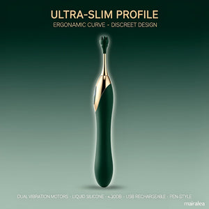 Clitoral Stimulator Pen – Dual-Head Silicone Vibrator with 3 Interchangeable Heads - Mairalea
