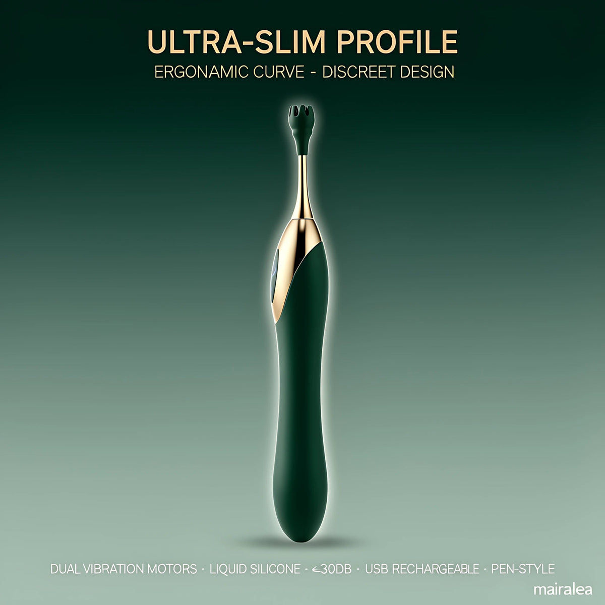 Clitoral Stimulator Pen – Dual-Head Silicone Vibrator with 3 Interchangeable Heads - Mairalea