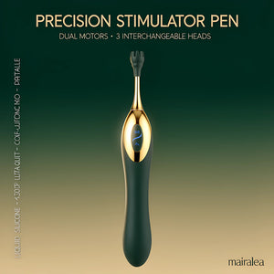 Clitoral Stimulator Pen – Dual-Head Silicone Vibrator with 3 Interchangeable Heads - Mairalea