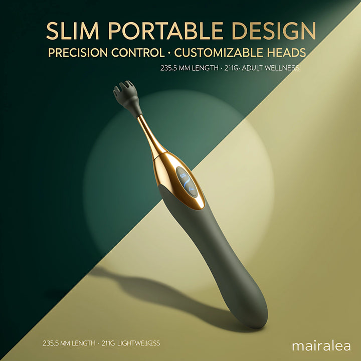 Clitoral Stimulator Pen – Dual-Head Silicone Vibrator with 3 Interchangeable Heads - Mairalea