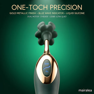 Clitoral Stimulator Pen – Dual-Head Silicone Vibrator with 3 Interchangeable Heads - Mairalea