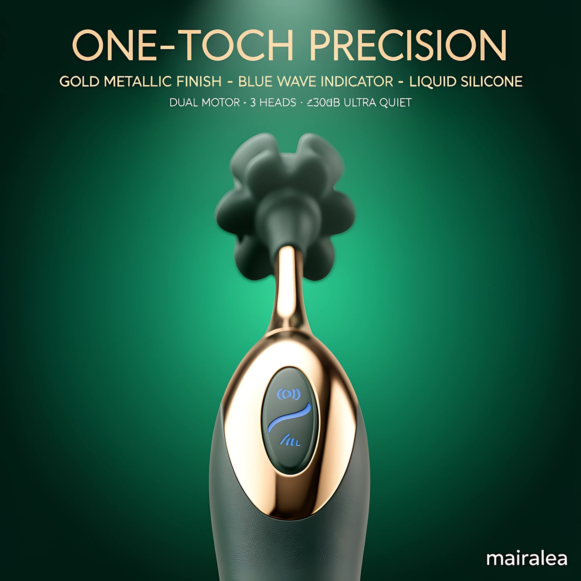 Clitoral Stimulator Pen – Dual-Head Silicone Vibrator with 3 Interchangeable Heads - Mairalea