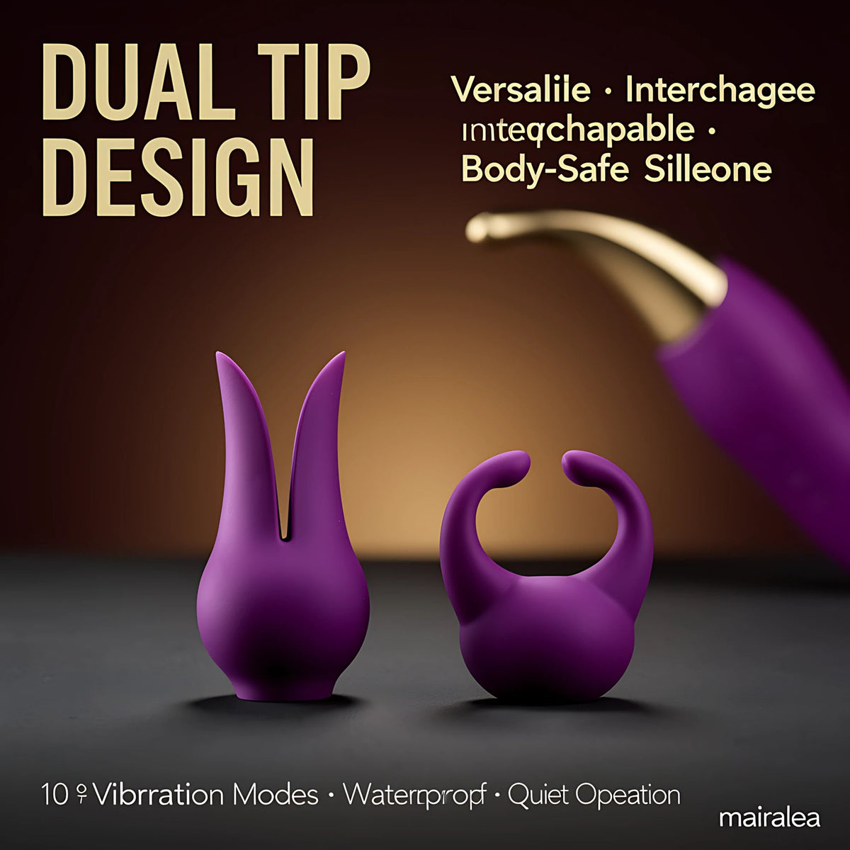 Clitoral Vibrator for Women | Dual Silicone Wand, 10 Patterns 4 Speeds G Spot Stimulator - Mairalea