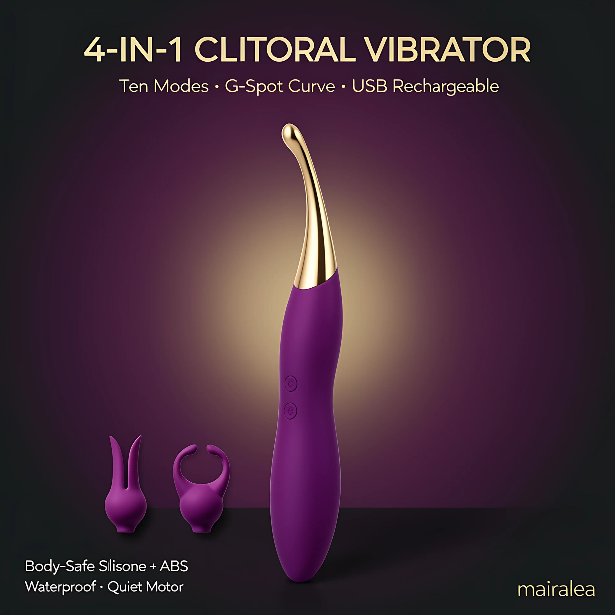 Clitoral Vibrator for Women | Dual Silicone Wand, 10 Patterns 4 Speeds G Spot Stimulator - Mairalea