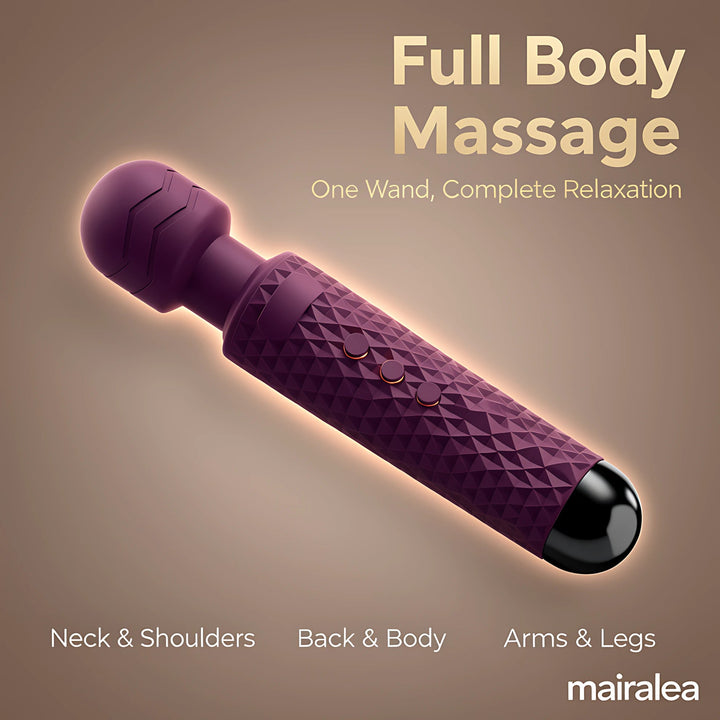 Cordless Massager Wand | 20 Modes Rechargeable Waterproof Personal Wand Massager - Mairalea