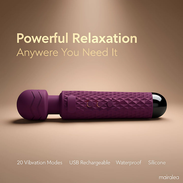 Cordless Massager Wand | 20 Modes Rechargeable Waterproof Personal Wand Massager - Mairalea
