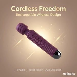Cordless Massager Wand | 20 Modes Rechargeable Waterproof Personal Wand Massager - Mairalea