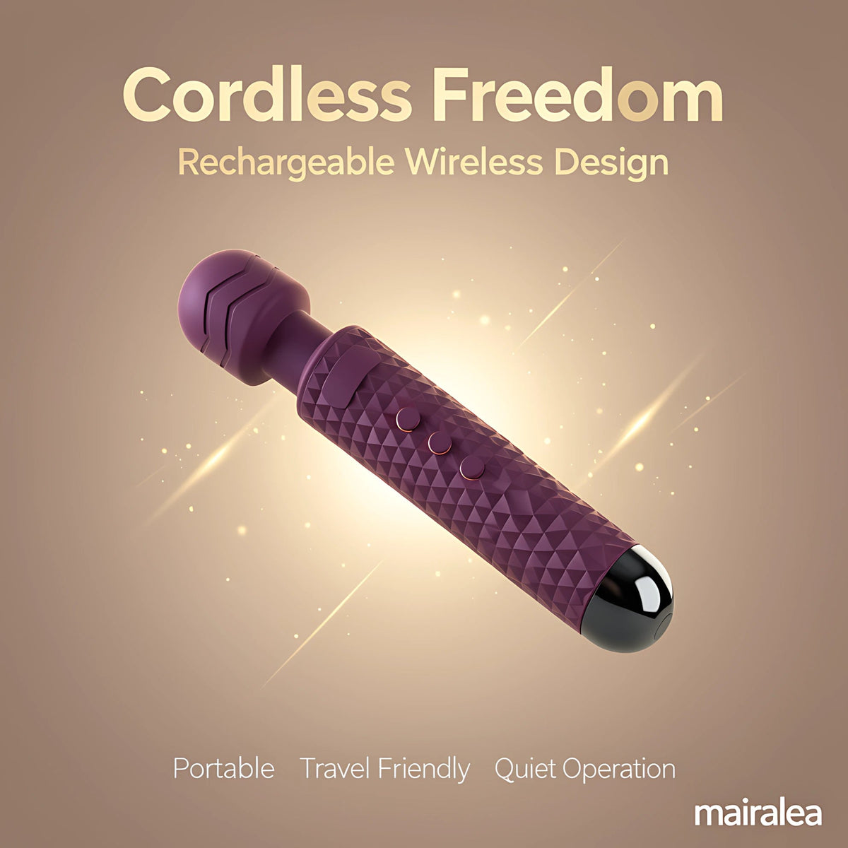 Cordless Massager Wand | 20 Modes Rechargeable Waterproof Personal Wand Massager - Mairalea