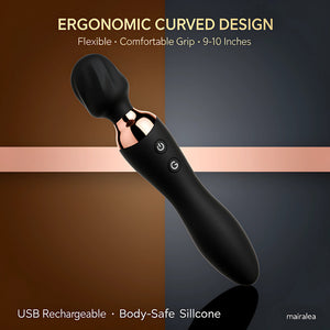 Cordless Massager Wand | MOOLIGIRL Dual-Ended Vibrator, 24 Modes, Waterproof & Quiet - Mairalea