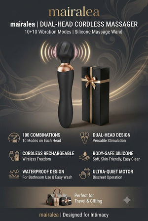 Cordless Massager Wand | MOOLIGIRL Dual-Ended Vibrator, 24 Modes, Waterproof & Quiet - Mairalea