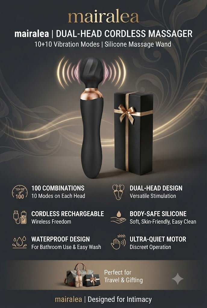 Cordless Massager Wand | MOOLIGIRL Dual-Ended Vibrator, 24 Modes, Waterproof & Quiet - Mairalea