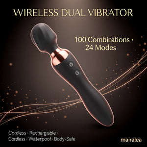 Cordless Massager Wand | MOOLIGIRL Dual-Ended Vibrator, 24 Modes, Waterproof & Quiet - Mairalea