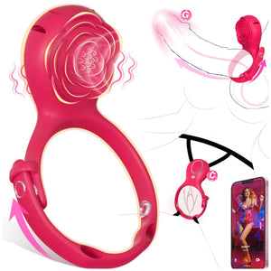 Couples Rose App Remote Control Wearable Vibrator, Couple Women Adult Sex Toys Games for Men, Hands Free Panty Clitoris Vibrator Vibrating Cock Ring, ZOOPLOU BDSM Female Sex Toy - Mairalea