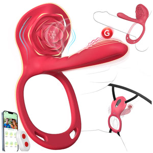 Couples Rose App Remote Control Wearable Vibrator, Couple Women Adult Sex Toys Games for Men, Hands Free Panty Clitoris Vibrator Vibrating Cock Ring, ZOOPLOU BDSM Female Sex Toy - Mairalea