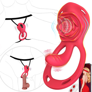 Couples Rose App Remote Control Wearable Vibrator, Couple Women Adult Sex Toys Games for Men, Hands Free Panty Clitoris Vibrator Vibrating Cock Ring, ZOOPLOU BDSM Female Sex Toy - Mairalea
