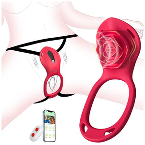 Couples Rose App Remote Control Wearable Vibrator, Couple Women Adult Sex Toys Games for Men, Hands Free Panty Clitoris Vibrator Vibrating Cock Ring, ZOOPLOU BDSM Female Sex Toy - Mairalea
