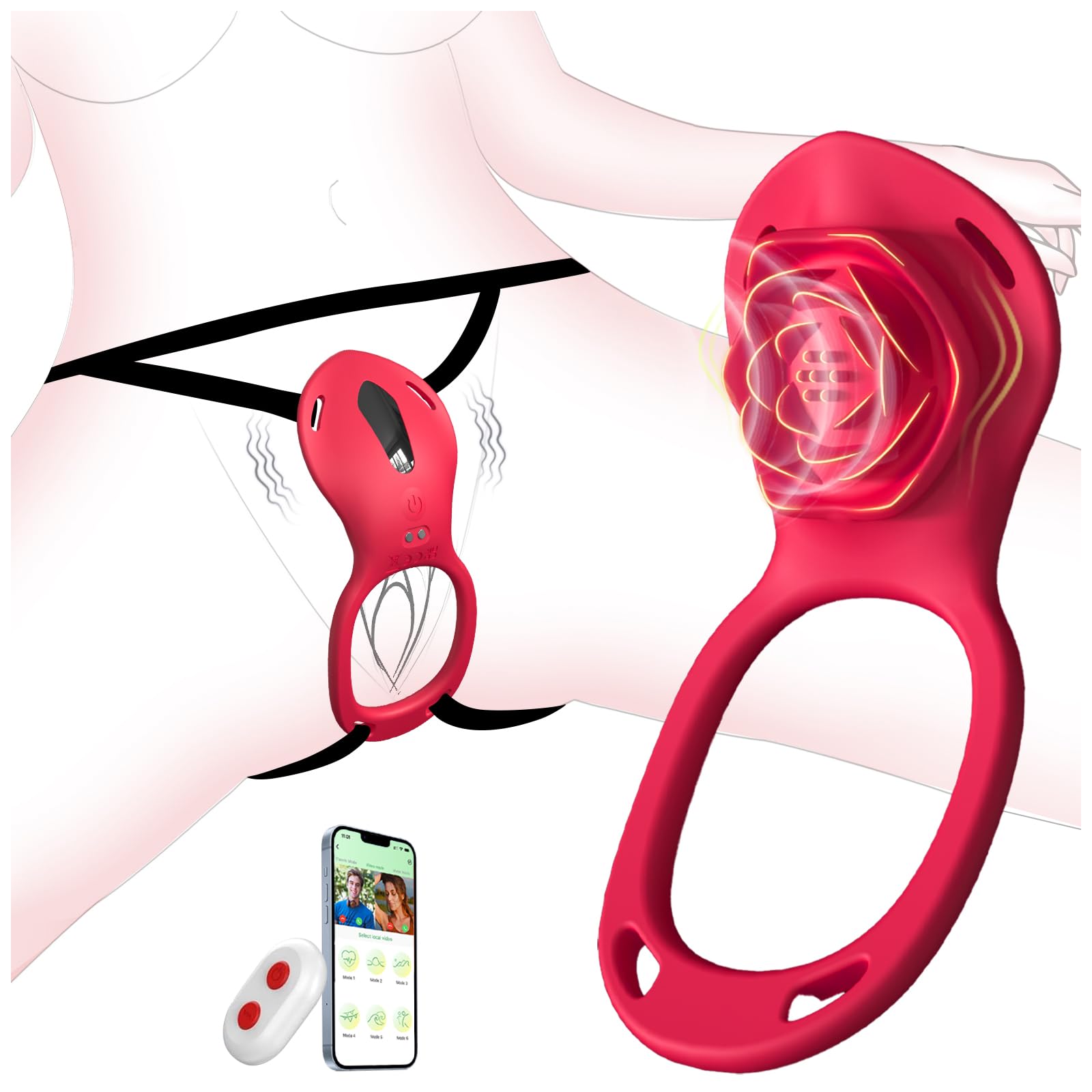 Couples Rose App Remote Control Wearable Vibrator, Couple Women Adult Sex Toys Games for Men, Hands Free Panty Clitoris Vibrator Vibrating Cock Ring, ZOOPLOU BDSM Female Sex Toy - Mairalea