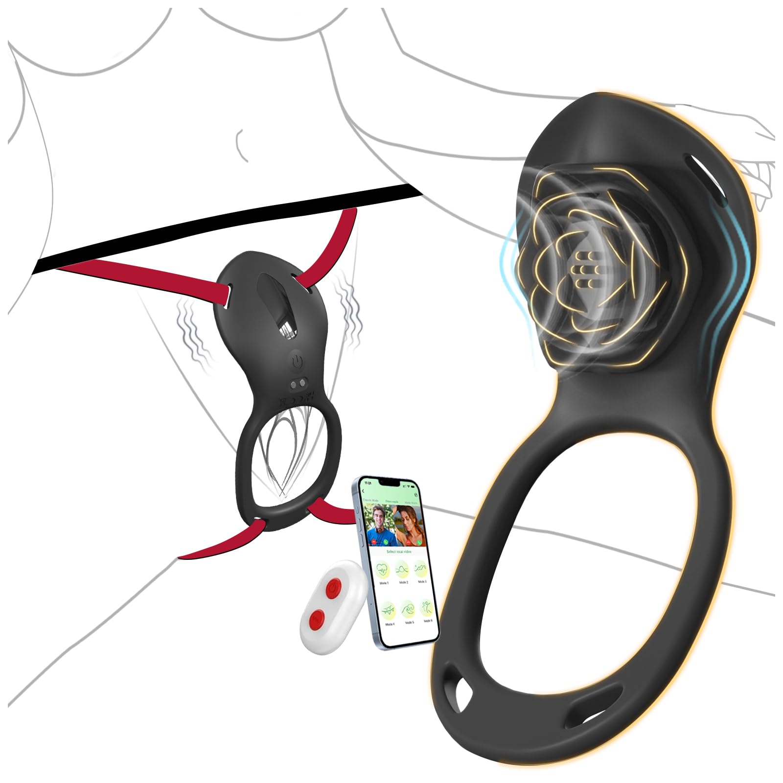 Couples Rose App Remote Control Wearable Vibrator, Couple Women Adult Sex Toys Games for Men, Hands Free Panty Clitoris Vibrator Vibrating Cock Ring, ZOOPLOU BDSM Female Sex Toy - Mairalea