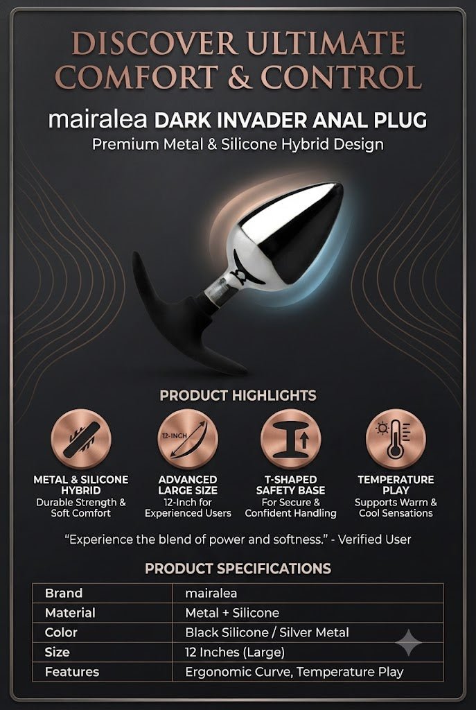 Dark Invader Anal Plug Large Butt Plug Toy, Premium Silicone & Metal Adult Anal Trainer - Mairalea