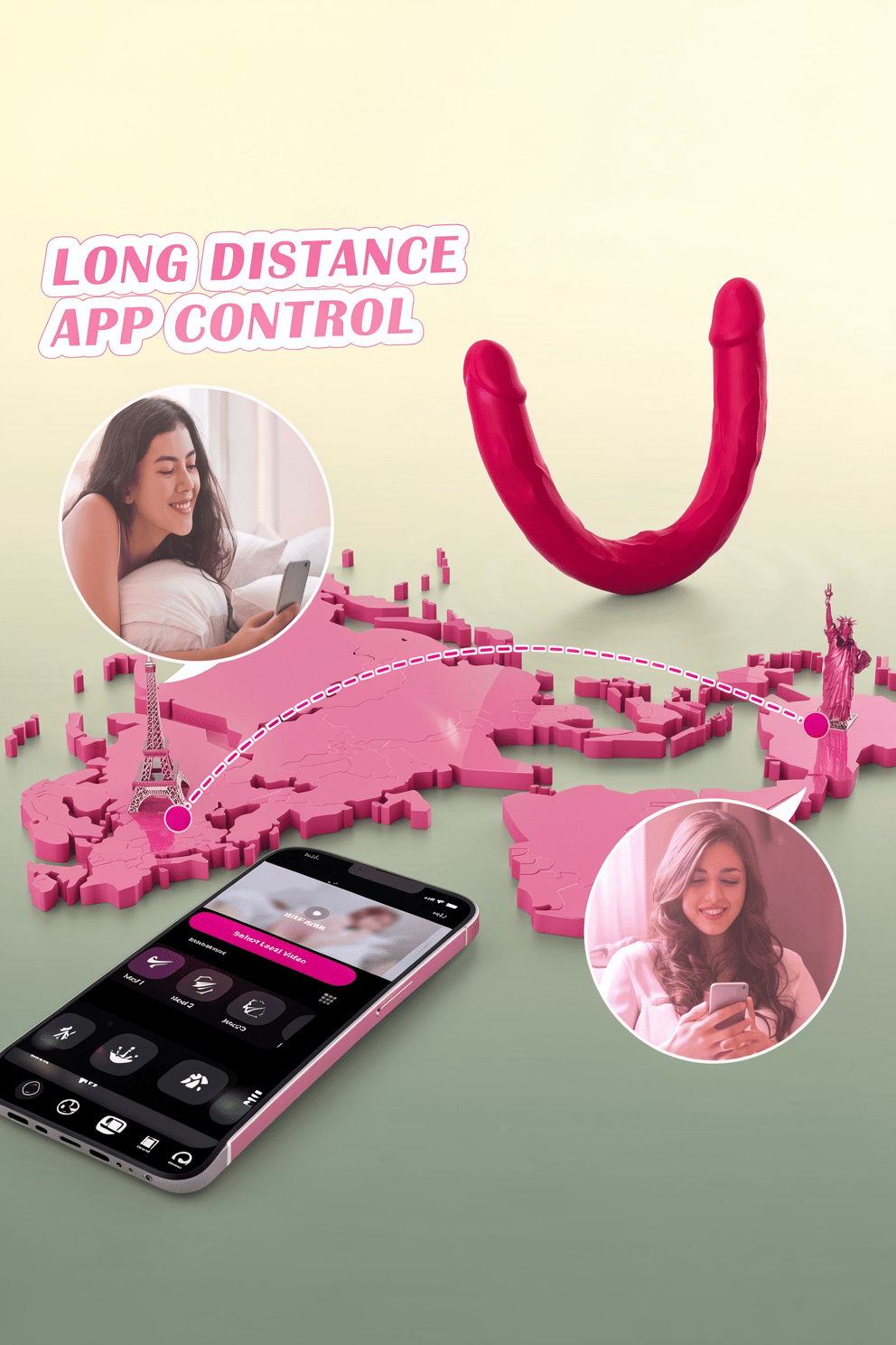 Double Dildo Vibrator Sex Toys: Double Sided Long Dildo with Realistic Glans and Veins Lesbian Sex Toys,Vibrating Strapless Dildos Silicone G Spot and Anal Vibrator with 10 Vibration for Women Couples - Mairalea