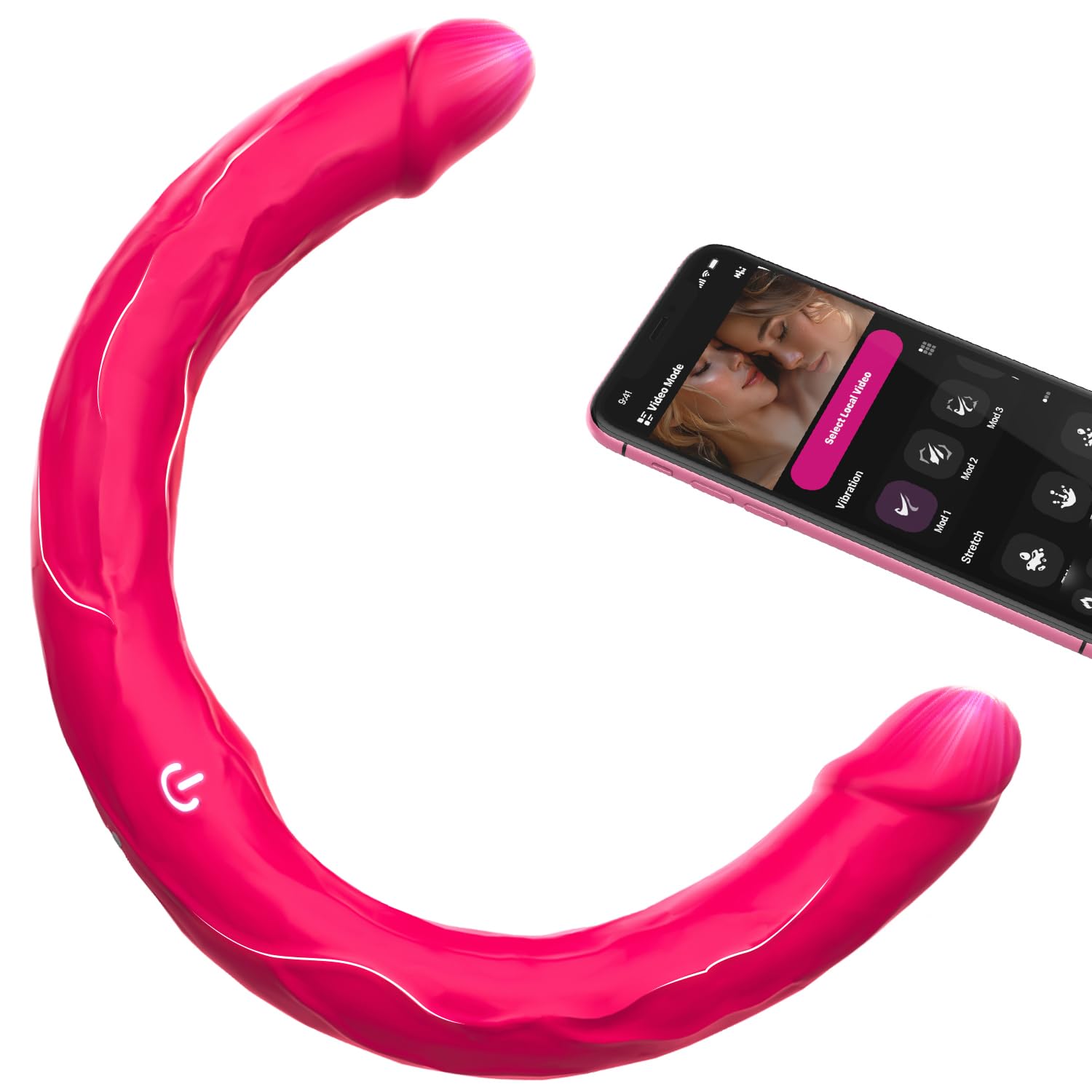 Double Dildo Vibrator Sex Toys: Double Sided Long Dildo with Realistic Glans and Veins Lesbian Sex Toys,Vibrating Strapless Dildos Silicone G Spot and Anal Vibrator with 10 Vibration for Women Couples - Mairalea