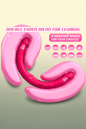 Double Dildo Vibrator Sex Toys: Double Sided Long Dildo with Realistic Glans and Veins Lesbian Sex Toys,Vibrating Strapless Dildos Silicone G Spot and Anal Vibrator with 10 Vibration for Women Couples - Mairalea
