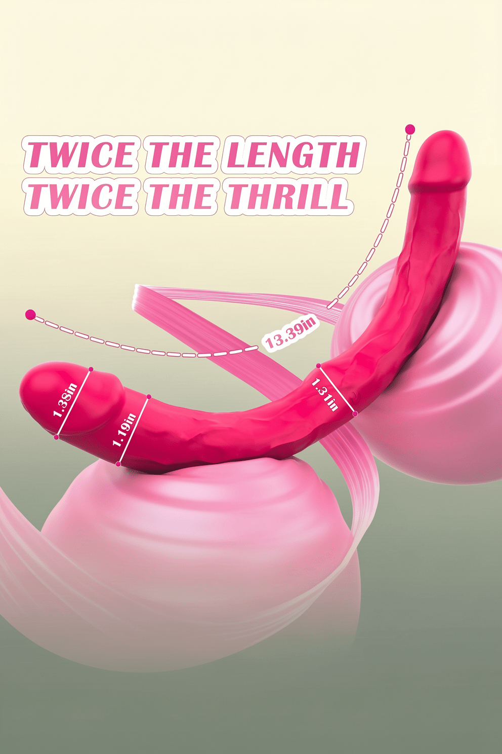 Double Dildo Vibrator Sex Toys: Double Sided Long Dildo with Realistic Glans and Veins Lesbian Sex Toys,Vibrating Strapless Dildos Silicone G Spot and Anal Vibrator with 10 Vibration for Women Couples - Mairalea