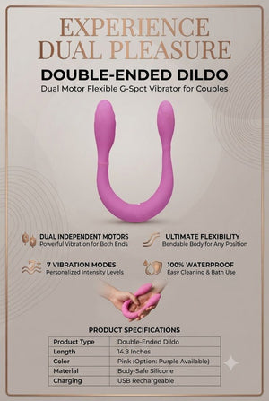 Double-Ended Dildo G-Spot Vibrator, 14.8" Dual Motor Silicone Massager with 7 Modes Waterproof - Mairalea