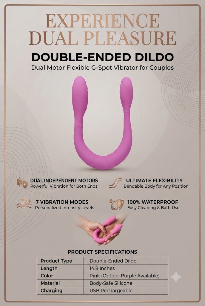 Double-Ended Dildo G-Spot Vibrator, 14.8" Dual Motor Silicone Massager with 7 Modes Waterproof - Mairalea