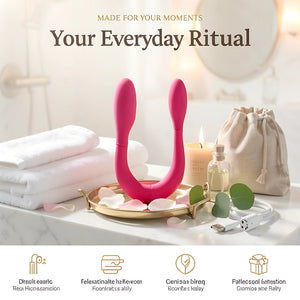 Double-Ended Dildo G-Spot Vibrator, 14.8" Dual Motor Silicone Massager with 7 Modes Waterproof - Mairalea