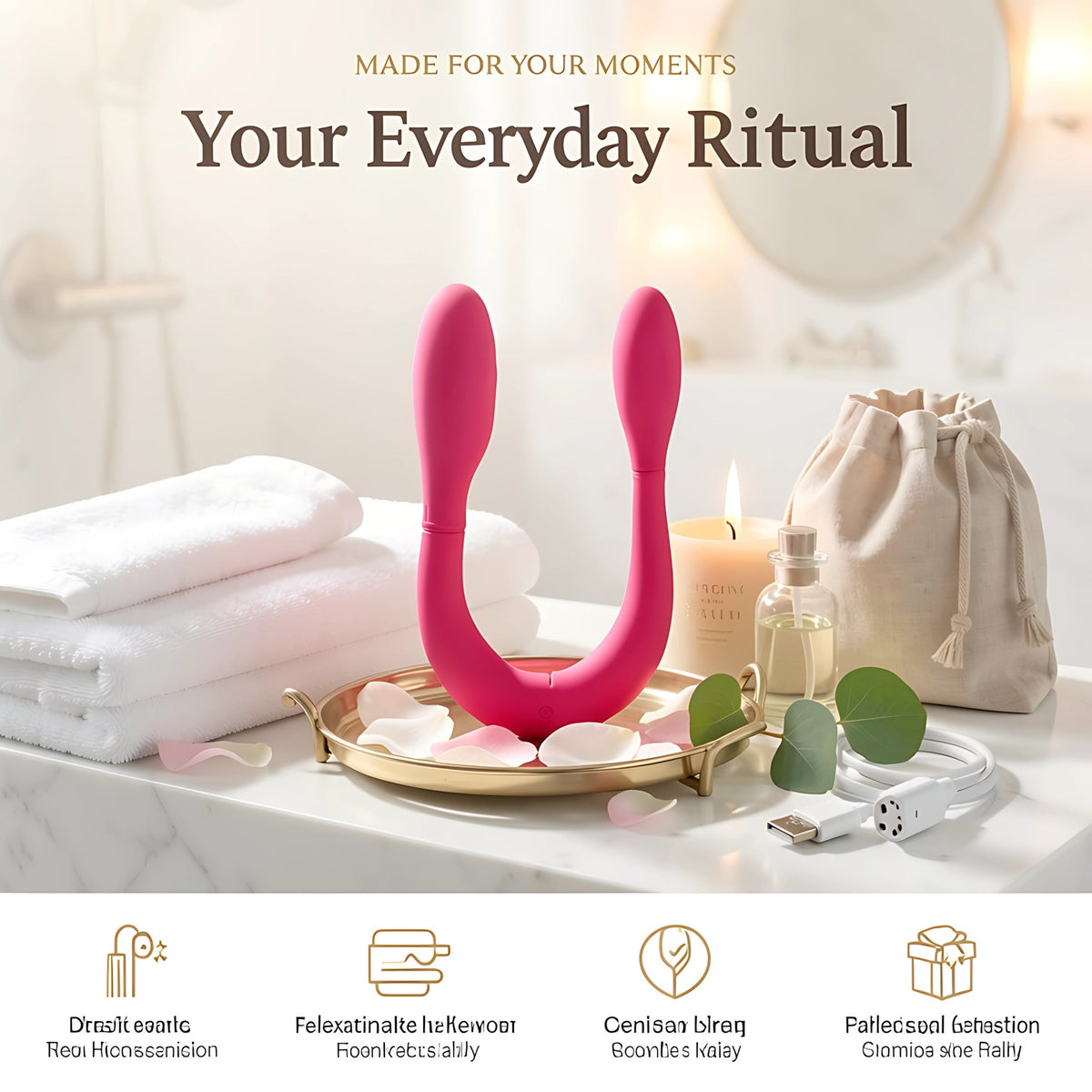 Double-Ended Dildo G-Spot Vibrator, 14.8" Dual Motor Silicone Massager with 7 Modes Waterproof - Mairalea