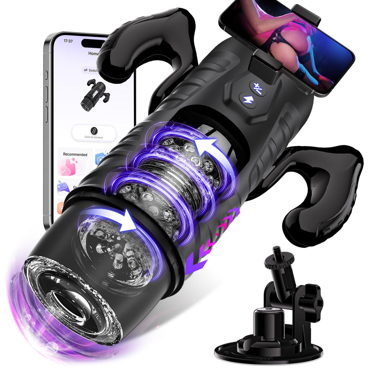 EINSEO AI Sync Male Masturbator Sex Toys for Men - Adult Toy Male Sex Toys with 7 Thrusting & 7 Rotating Modes, Pocket Pussy Hands Free Sex Machine LCD Display with Visual Window & Mounting Base - Mairalea