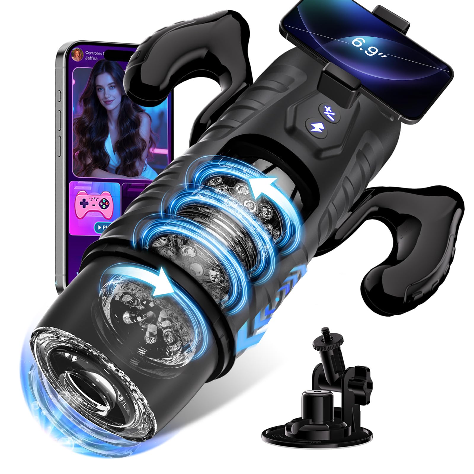EINSEO AI Sync Male Masturbator Sex Toys for Men - Adult Toy Male Sex Toys with 7 Thrusting & 7 Rotating Modes, Pocket Pussy Hands Free Sex Machine LCD Display with Visual Window & Mounting Base - Mairalea