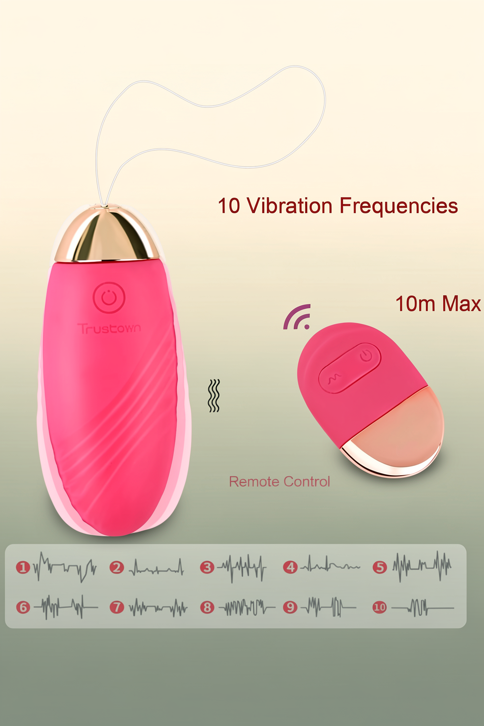 Bullet Vibrator Remote Control Trustown Egg Vibrator for G-spot Clitrois Stimulation Soft Silicone Wearable Rechargeable Waterproof 10 Vibration Modes Adult Sex Toy for Women and Couples