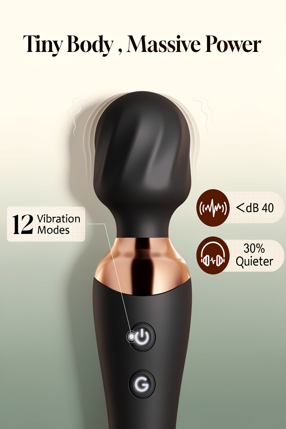 MOOLIGIRL Vibrator Wand Dual-Ended Dildo, 24 Vibration Patterns, Powerful Quiet Motor, Adult Women Sex Toy, Cordless & Waterproof Massager Solo & Couple Clitoral Nipple Weight Toys - Black